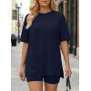 image:imageLILLUSORY Womens Lounge Sets Shorts 2 Piece Matching Pajamas Summer Outfits 2026 Casual Oversized Sweatsuits Spring ClothesNavy