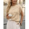 image:imageLILLUSORY Womens Short Sleeve Sweater Vest Spring Floral Tops Summer Dressy Casual Blouses Shirts Outfits 2026Apricot