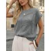 image:imageLILLUSORY Womens Short Sleeve Sweater Vest Spring Floral Tops Summer Dressy Casual Blouses Shirts Outfits 2026Gray