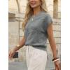 image:imageLILLUSORY Womens Short Sleeve Sweater Vest Spring Floral Tops Summer Dressy Casual Blouses Shirts Outfits 2026Gray