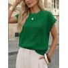 image:imageLILLUSORY Womens Short Sleeve Sweater Vest Spring Floral Tops Summer Dressy Casual Blouses Shirts Outfits 2026Green