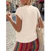 image:imageLILLUSORY Womens Summer Beach Vacation Tie Front Tops Crochet Crop Sweater Clothes Cute Y2K Trendy 2026 Fashion OutfitsBeige