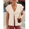 image:imageLILLUSORY Womens Summer Beach Vacation Tie Front Tops Crochet Crop Sweater Clothes Cute Y2K Trendy 2026 Fashion OutfitsBeige