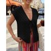image:imageLILLUSORY Womens Summer Beach Vacation Tie Front Tops Crochet Crop Sweater Clothes Cute Y2K Trendy 2026 Fashion OutfitsBlack