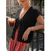 image:imageLILLUSORY Womens Summer Beach Vacation Tie Front Tops Crochet Crop Sweater Clothes Cute Y2K Trendy 2026 Fashion OutfitsBlack