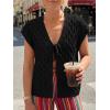 image:imageLILLUSORY Womens Summer Beach Vacation Tie Front Tops Crochet Crop Sweater Clothes Cute Y2K Trendy 2026 Fashion OutfitsBlack