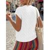 image:imageLILLUSORY Womens Summer Beach Vacation Tie Front Tops Crochet Crop Sweater Clothes Cute Y2K Trendy 2026 Fashion OutfitsWhite