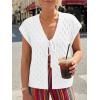 image:imageLILLUSORY Womens Summer Beach Vacation Tie Front Tops Crochet Crop Sweater Clothes Cute Y2K Trendy 2026 Fashion OutfitsWhite