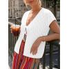 image:imageLILLUSORY Womens Summer Beach Vacation Tie Front Tops Crochet Crop Sweater Clothes Cute Y2K Trendy 2026 Fashion OutfitsWhite