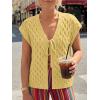 image:imageLILLUSORY Womens Summer Beach Vacation Tie Front Tops Crochet Crop Sweater Clothes Cute Y2K Trendy 2026 Fashion OutfitsYellow