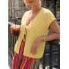 image:imageLILLUSORY Womens Summer Beach Vacation Tie Front Tops Crochet Crop Sweater Clothes Cute Y2K Trendy 2026 Fashion OutfitsYellow