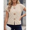 image:imageLILLUSORY Womens Sweater Vest Short Sleeve 2026 Summer Button Going Out Sweater Sexy Cute Crop Top Y2k Trendy Cardigans CoatBeige
