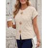image:imageLILLUSORY Womens Sweater Vest Short Sleeve 2026 Summer Button Going Out Sweater Sexy Cute Crop Top Y2k Trendy Cardigans CoatBeige