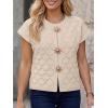 image:imageLILLUSORY Womens Sweater Vest Short Sleeve 2026 Summer Button Going Out Sweater Sexy Cute Crop Top Y2k Trendy Cardigans CoatBeige