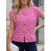 image:imageLILLUSORY Womens Sweater Vest Short Sleeve 2026 Summer Button Going Out Sweater Sexy Cute Crop Top Y2k Trendy Cardigans CoatRose Red