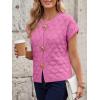 image:imageLILLUSORY Womens Sweater Vest Short Sleeve 2026 Summer Button Going Out Sweater Sexy Cute Crop Top Y2k Trendy Cardigans CoatRose Red