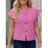 image:imageLILLUSORY Womens Sweater Vest Short Sleeve 2026 Summer Button Going Out Sweater Sexy Cute Crop Top Y2k Trendy Cardigans CoatRose Red