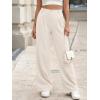 image:imageLILLUSORY Womens Waffle Knit Pants  High Waisted amp Stretchy Wide Leg Dress Trousers for Work Business CasualBeige