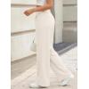 image:imageLILLUSORY Womens Waffle Knit Pants  High Waisted amp Stretchy Wide Leg Dress Trousers for Work Business CasualBeige
