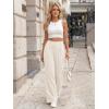 image:imageLILLUSORY Womens Waffle Knit Pants  High Waisted amp Stretchy Wide Leg Dress Trousers for Work Business CasualBeige