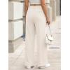 image:imageLILLUSORY Womens Waffle Knit Pants  High Waisted amp Stretchy Wide Leg Dress Trousers for Work Business CasualBeige