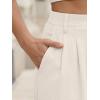 image:imageLILLUSORY Womens Waffle Knit Pants  High Waisted amp Stretchy Wide Leg Dress Trousers for Work Business CasualBeige
