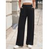 image:imageLILLUSORY Womens Waffle Knit Pants  High Waisted amp Stretchy Wide Leg Dress Trousers for Work Business CasualBlack