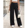 image:imageLILLUSORY Womens Waffle Knit Pants  High Waisted amp Stretchy Wide Leg Dress Trousers for Work Business CasualBlack