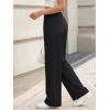 image:imageLILLUSORY Womens Waffle Knit Pants  High Waisted amp Stretchy Wide Leg Dress Trousers for Work Business CasualBlack