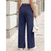 image:imageLILLUSORY Womens Waffle Knit Pants  High Waisted amp Stretchy Wide Leg Dress Trousers for Work Business CasualNavy