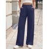 image:imageLILLUSORY Womens Waffle Knit Pants  High Waisted amp Stretchy Wide Leg Dress Trousers for Work Business CasualNavy