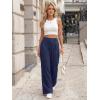 image:imageLILLUSORY Womens Waffle Knit Pants  High Waisted amp Stretchy Wide Leg Dress Trousers for Work Business CasualNavy