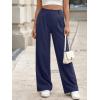 image:imageLILLUSORY Womens Waffle Knit Pants  High Waisted amp Stretchy Wide Leg Dress Trousers for Work Business CasualNavy
