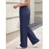 image:imageLILLUSORY Womens Waffle Knit Pants  High Waisted amp Stretchy Wide Leg Dress Trousers for Work Business CasualNavy