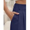 image:imageLILLUSORY Womens Waffle Knit Pants  High Waisted amp Stretchy Wide Leg Dress Trousers for Work Business CasualNavy