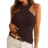 image:imageLILLUSORY Knit Halter Tops Sleeveless Lightweight Summer Sweater VestChocolate Brown