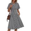 image:imageLILLUSORY Shirt Dress for Women Short Sleeve Striped Button Down Casual Summer Midi Dresses 2026 Beach Vacation ClothesBlack Stripe