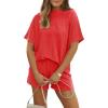 image:imageLILLUSORY Womens 2 Piece Short Set Summer Lounge 2026 Travel Vacation Beach Cruise Matching Outfit Ribbed LoungewearOrange