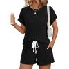 image:imageLILLUSORY Womens 2 Piece Short Sets Summer Lounge Outfits Vacation Travel Cruise Airport Spring Cute Matching Pajamas 2026Black