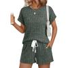 image:imageLILLUSORY Womens 2 Piece Short Sets Summer Lounge Outfits Vacation Travel Cruise Airport Spring Cute Matching Pajamas 2026Green