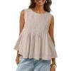 image:imageLILLUSORY Womens Babydoll Peplum Tops Sleeveless Pleated Tank Tops  Summer Flowy Dressy Casual Blouses for Daily Work 2026Khaki