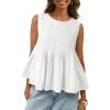 image:imageLILLUSORY Womens Babydoll Peplum Tops Sleeveless Pleated Tank Tops  Summer Flowy Dressy Casual Blouses for Daily Work 2026White