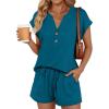 image:imageLILLUSORY Womens Henley 2 Piece Short Sets Summer 2026 Lounge Spring Beach Airport Travel Vacation Outfits Matching SweatsuitTeal