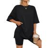 image:imageLILLUSORY Womens Lounge Sets Shorts 2 Piece Matching Pajamas Summer Outfits 2026 Casual Oversized Sweatsuits Spring ClothesBlack