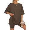 image:imageLILLUSORY Womens Lounge Sets Shorts 2 Piece Matching Pajamas Summer Outfits 2026 Casual Oversized Sweatsuits Spring ClothesCoffee