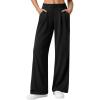 image:imageLILLUSORY Womens Waffle Knit Pants  High Waisted amp Stretchy Wide Leg Dress Trousers for Work Business CasualBlack