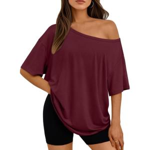 image:imageLILLUSORY Off The Shoulder Tops Oversized Tshirts Short Sleeve Basic Tee 2026 Casual Summer Fashion ClothesWinered
