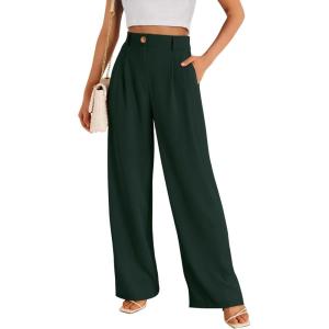 image:imageLILLUSORY Wide Leg Dress Pants Womens High Waisted Dressy TrousersDark Green