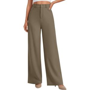 image:imageLILLUSORY Women High Waisted Stretchy Wide Leg Work Pants Business Casual Trousers with Pockets 2026Tawny
