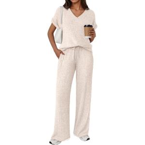 image:imageLILLUSORY Womens 2 Piece Lounge Sets 2026 Summer Vacation Outfits Airport Travel Resort Wear Beach Matching Spring SweatsuitApricot